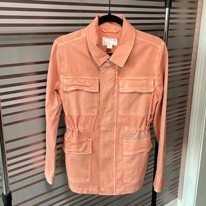 Women’s size small Caslon Peach cinch waist jacket with a cute worn look